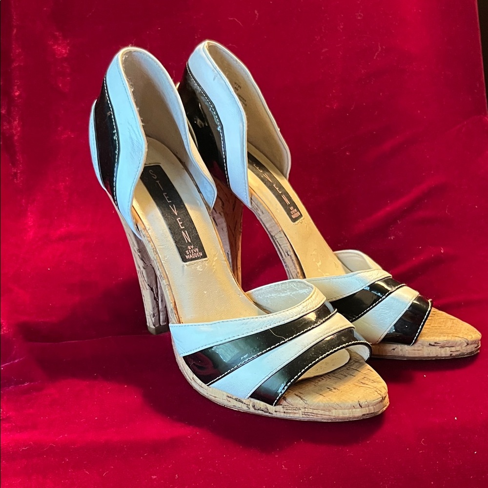 Steven By Steve Madden Black and White Strappy Heels